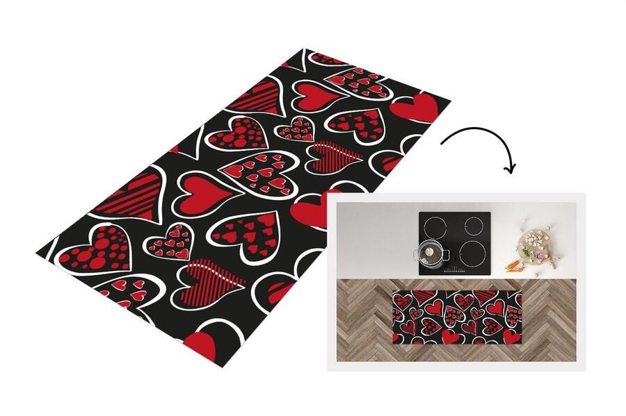 KitchenYeah Keukenloper Loper keuken Meisjes Hart Liefde Patronen 120x50 cm Keukenloper vinyl