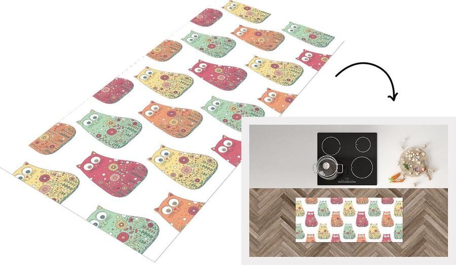 KitchenYeah Keukenloper Loper keuken Meisjes Kat Bloemen Patronen 120x50 cm Keukenloper vinyl
