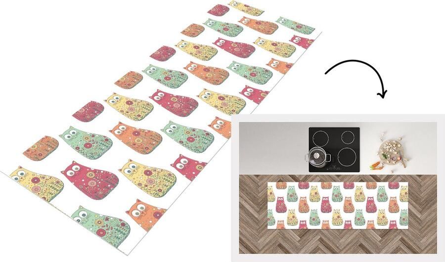 KitchenYeah Keukenloper Loper keuken Meisjes Kat Bloemen Patronen 150x50 cm Keukenloper vinyl