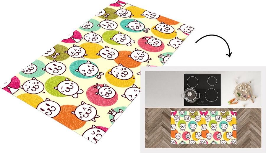 KitchenYeah Keukenloper Loper keuken Meisjes Kat Kroon Patronen 120x60 cm Keukenloper vinyl