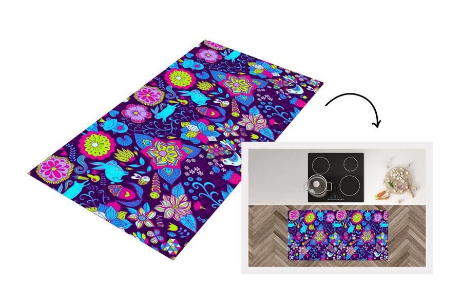 KitchenYeah Keukenloper Loper keuken Meisjes Konijn Roze Patronen 120x60 cm Keukenloper vinyl