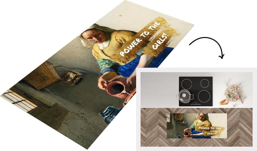 KitchenYeah Keukenloper Loper keuken Melkmeisje Goud Quote 120x50 cm Keukenloper vinyl