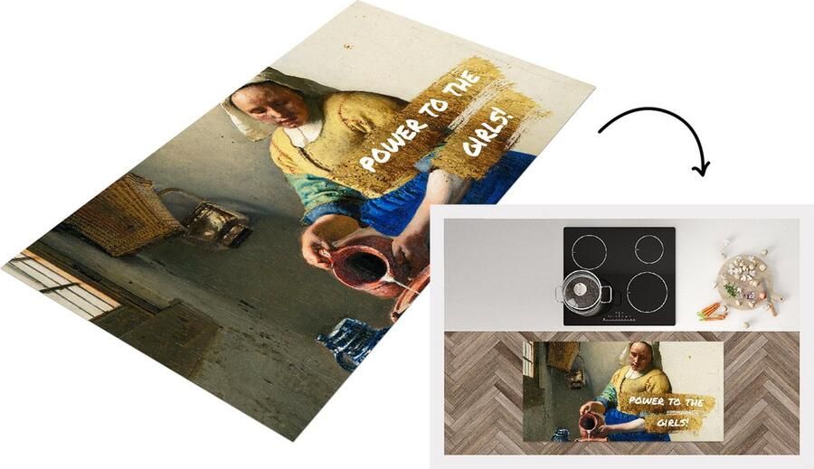 KitchenYeah Keukenloper Loper keuken Melkmeisje Goud Quote 120x60 cm Keukenloper vinyl