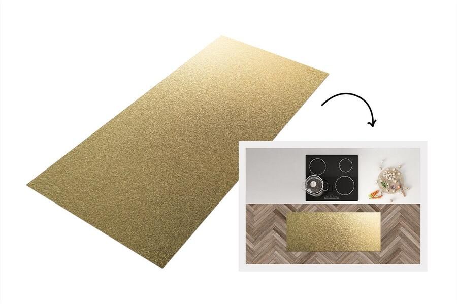 KitchenYeah Keukenloper Loper keuken Metaal Goud print 120x50 cm Keukenloper vinyl