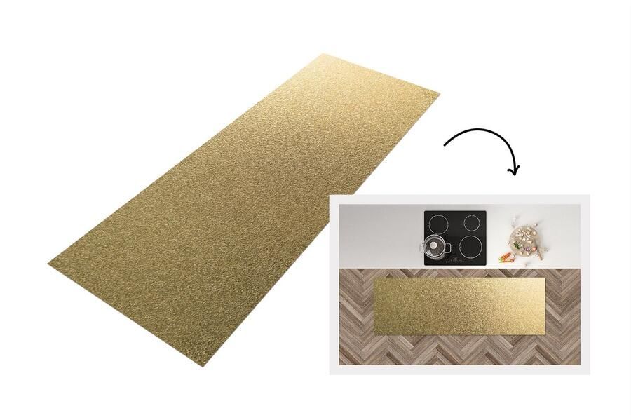 KitchenYeah Keukenloper Loper keuken Metaal Goud print 150x50 cm Keukenloper vinyl