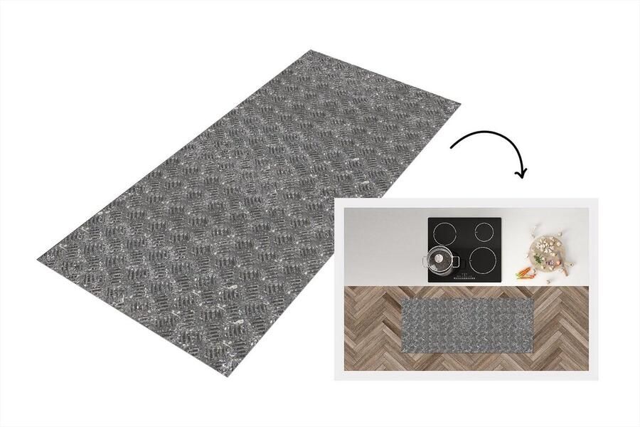 KitchenYeah Keukenloper Loper keuken Metaal Industrieel Patronen 120x50 cm Keukenloper vinyl