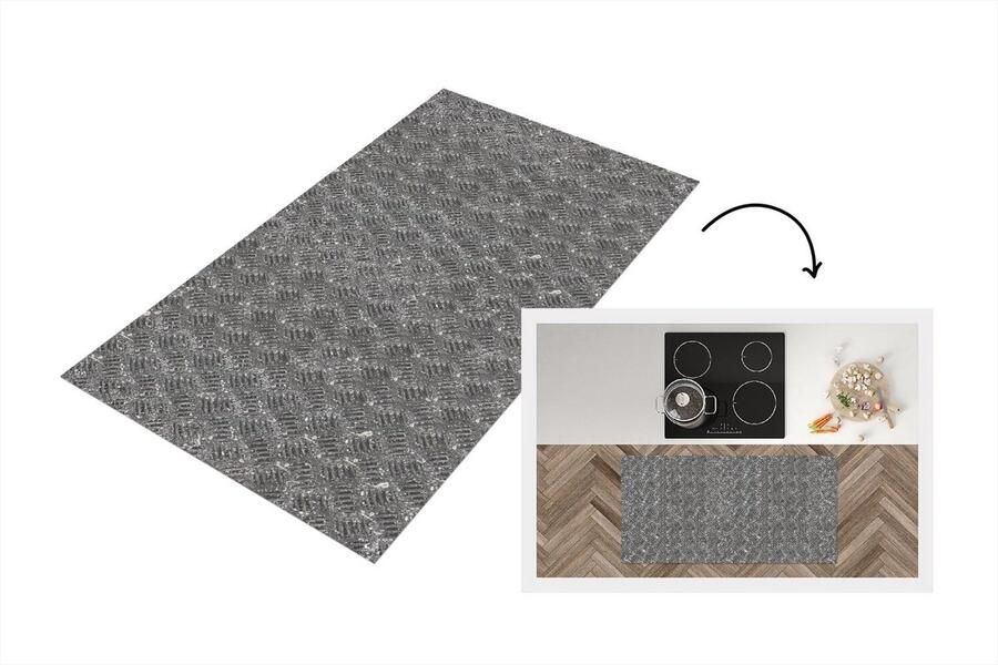 KitchenYeah Keukenloper Loper keuken Metaal Industrieel Patronen 120x60 cm Keukenloper vinyl