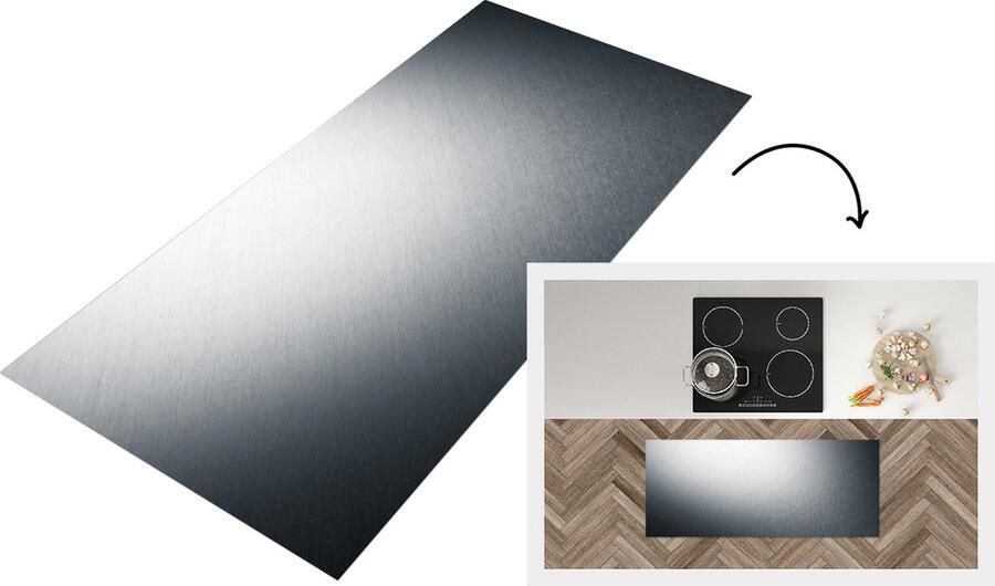 KitchenYeah Keukenloper Loper keuken Metaal print Grijs Zwart Wit 120x50 cm Keukenloper vinyl