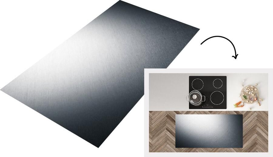 KitchenYeah Keukenloper Loper keuken Metaal print Grijs Zwart Wit 120x60 cm Keukenloper vinyl