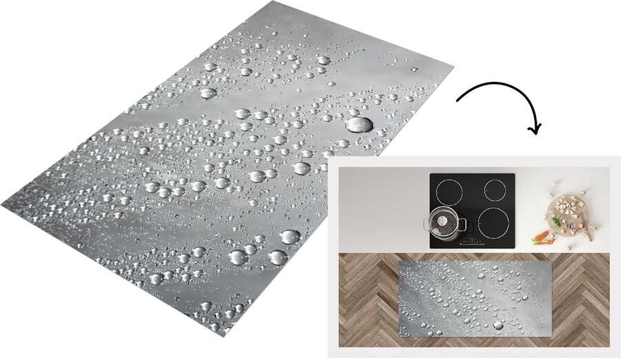 KitchenYeah Keukenloper Loper keuken Metaal Water Grijs 120x60 cm Keukenloper vinyl