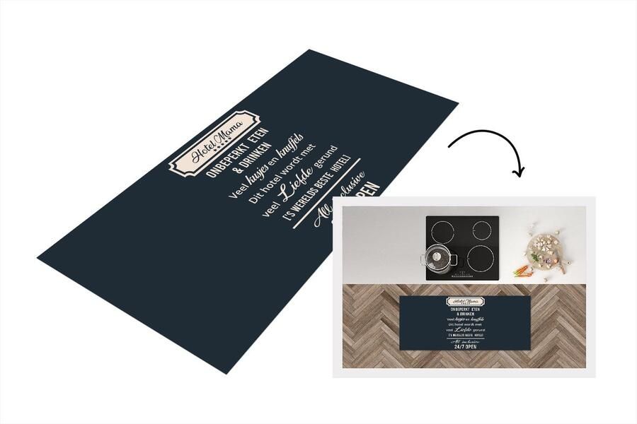 KitchenYeah Keukenloper Loper keuken Moeder cadeau Mama Quotes Hotel mama 120x50 cm Keukenloper vinyl