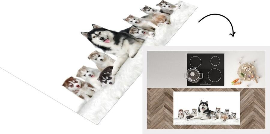 KitchenYeah Keukenloper Loper keuken Moeder met puppy's 120x60 cm Keukenloper vinyl