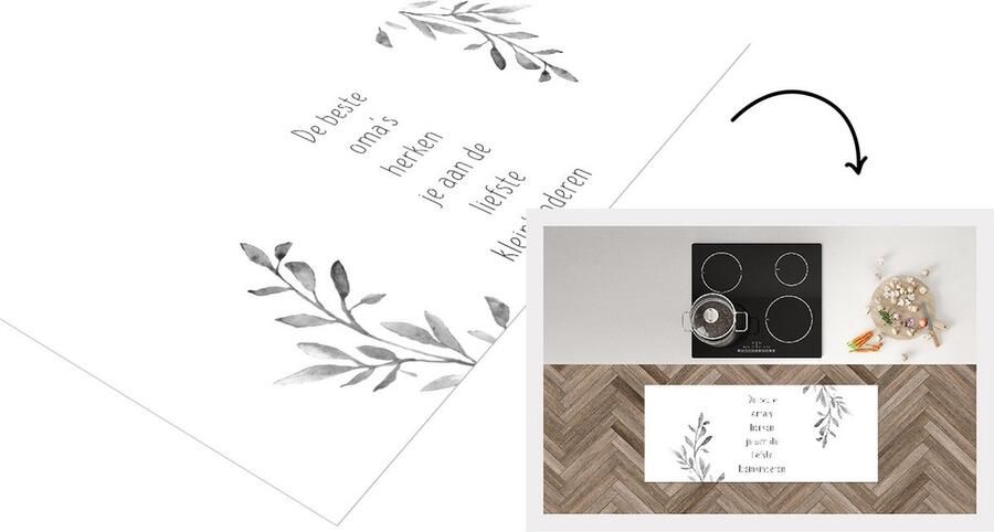 KitchenYeah Keukenloper Loper keuken Moederdag cadeau Oma -kind Grootmoeder zwart wit 120x50 cm Keukenloper vinyl