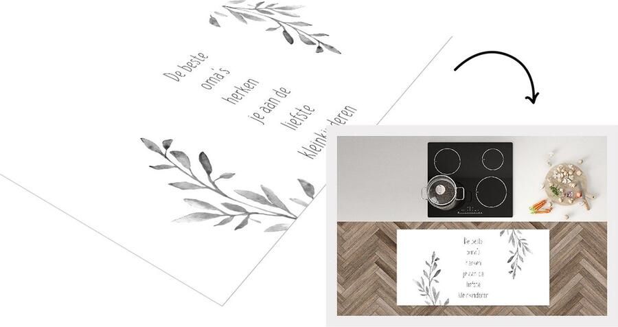 KitchenYeah Keukenloper Loper keuken Moederdag cadeau Oma -kind Grootmoeder zwart wit 120x60 cm Keukenloper vinyl