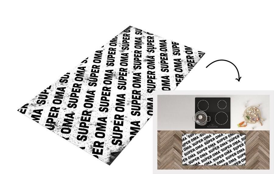 KitchenYeah Keukenloper Loper keuken Moederdag Oma Super Oma Vintage Quotes zwart wit 120x60 cm Keukenloper vinyl