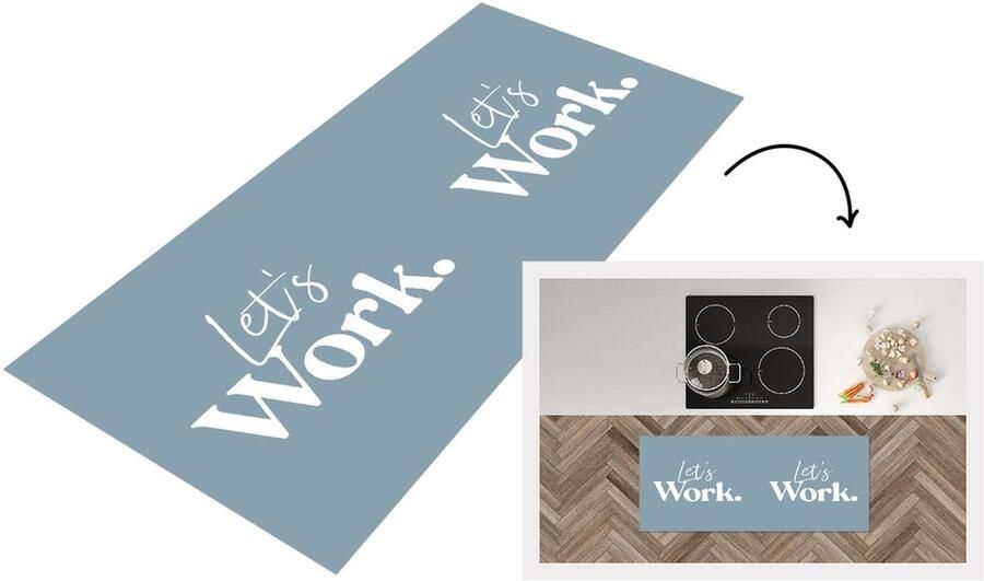 KitchenYeah Keukenloper Loper keuken Motivatie Werk Quotes Blauw 120x50 cm Keukenloper vinyl