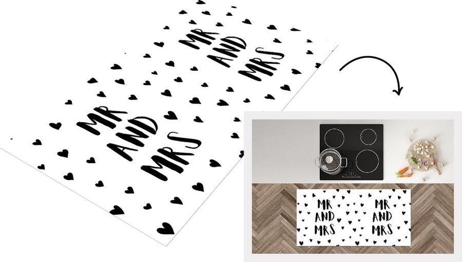 KitchenYeah Keukenloper Loper keuken 'Mr and Mrs' Spreuken Quotes Hart 120x60 cm Keukenloper vinyl