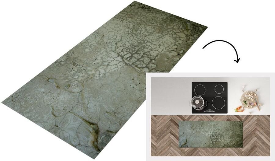 KitchenYeah Keukenloper Loper keuken Muur Blauw Groen Aarde 120x50 cm Keukenloper vinyl