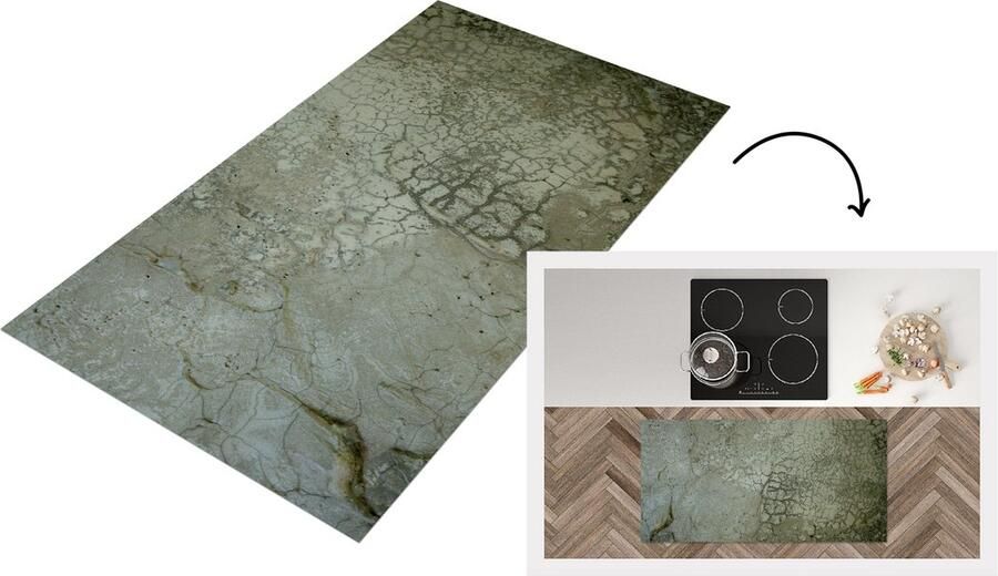 KitchenYeah Keukenloper Loper keuken Muur Blauw Groen Aarde 120x60 cm Keukenloper vinyl