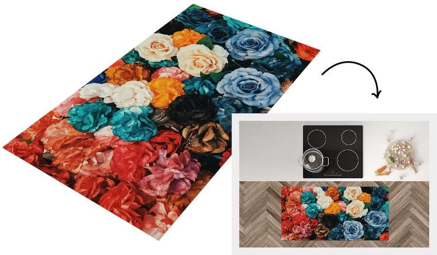 KitchenYeah Keukenloper Loper keuken Muur Rozen Abstract 120x60 cm Keukenloper vinyl