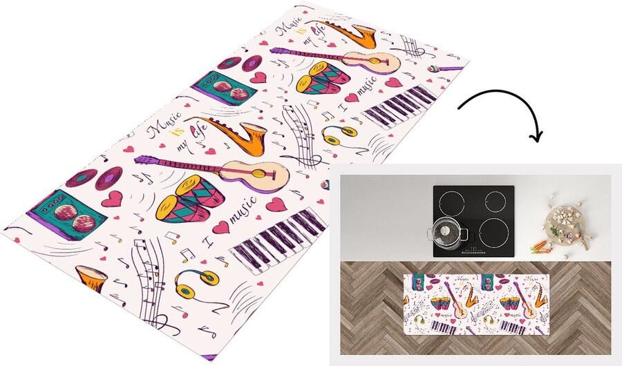 KitchenYeah Keukenloper Loper keuken Muziek Instrumenten Quotes 120x50 cm Keukenloper vinyl