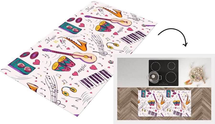 KitchenYeah Keukenloper Loper keuken Muziek Instrumenten Quotes 120x60 cm Keukenloper vinyl
