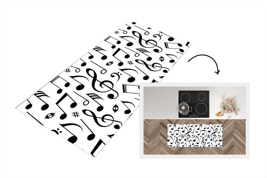 KitchenYeah Keukenloper Loper keuken Muziek Patronen Zwart Wit 120x50 cm Keukenloper vinyl