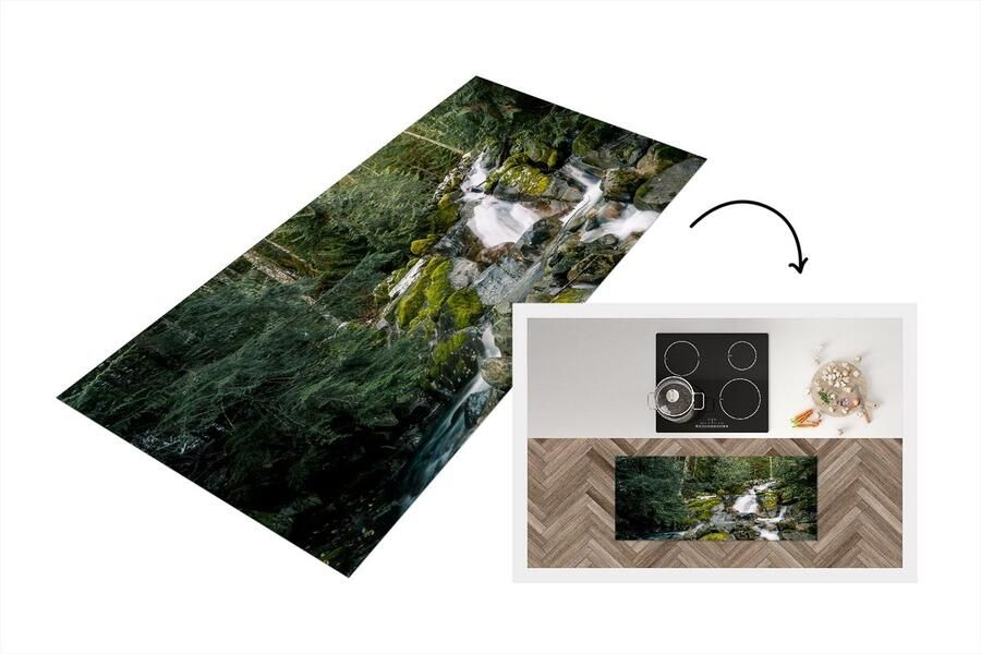 KitchenYeah Keukenloper Loper keuken Natuur Waterval Bomen Herfst 120x50 cm Keukenloper vinyl