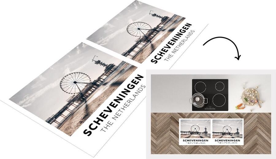 KitchenYeah Keukenloper Loper keuken Nederland Strand Reuzenrad 120x50 cm Keukenloper vinyl