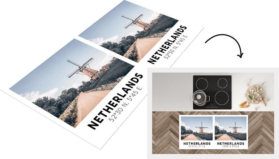 KitchenYeah Keukenloper Loper keuken Nederland Windmolen Vintage Zomer 120x60 cm Keukenloper vinyl