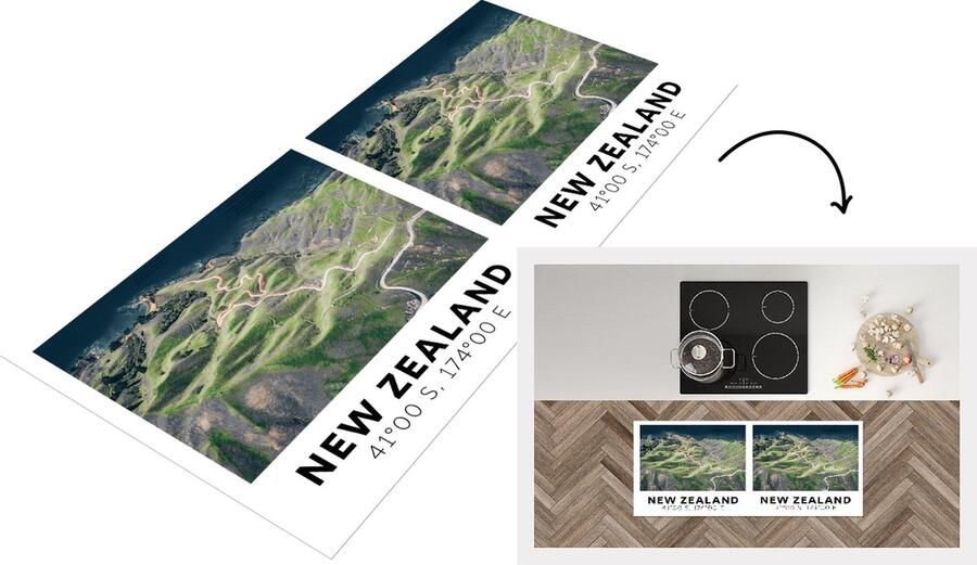 KitchenYeah Keukenloper Loper keuken Nieuw Zeeland Water Rots Zee 120x50 cm Keukenloper vinyl