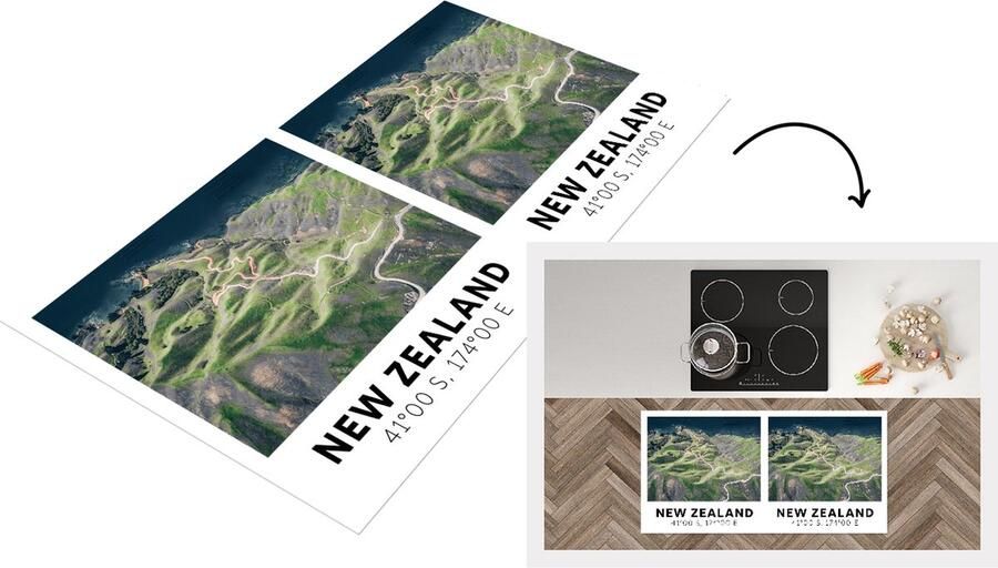 KitchenYeah Keukenloper Loper keuken Nieuw Zeeland Water Rots Zee 120x60 cm Keukenloper vinyl