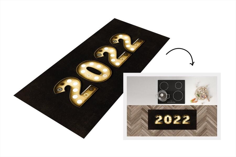 KitchenYeah Keukenloper Loper keuken Nieuwjaar Oudejaarsavond 2022 120x50 cm Keukenloper vinyl