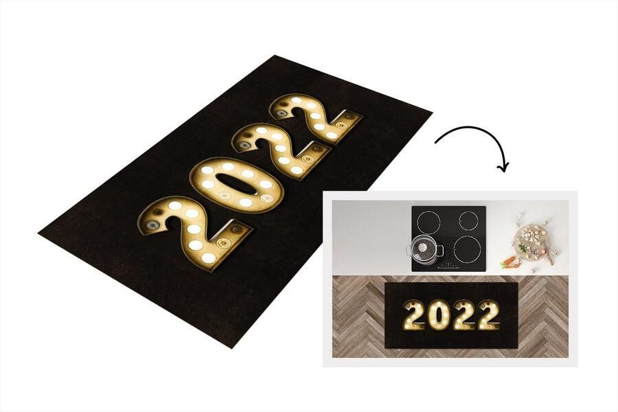 KitchenYeah Keukenloper Loper keuken Nieuwjaar Oudejaarsavond 2022 120x60 cm Keukenloper vinyl