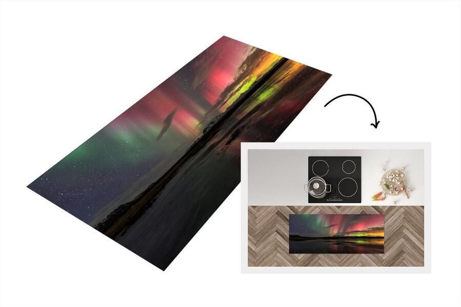 KitchenYeah Keukenloper Loper keuken Noorderlicht IJsland Kleuren 120x50 cm Keukenloper vinyl