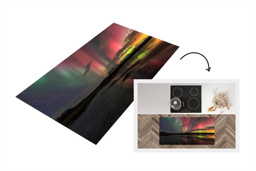 KitchenYeah Keukenloper Loper keuken Noorderlicht IJsland Kleuren 120x60 cm Keukenloper vinyl