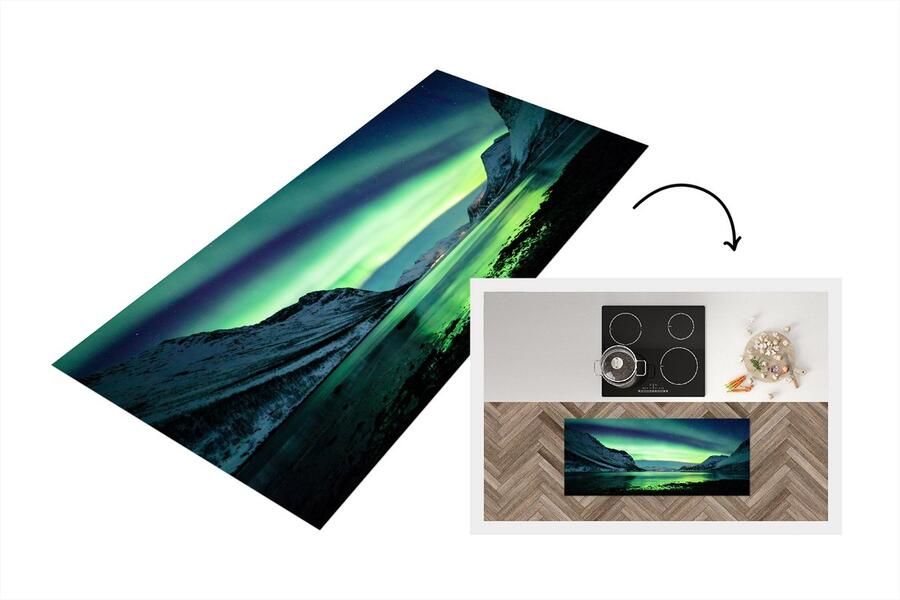 KitchenYeah Keukenloper Loper keuken Noorderlicht Noorwegen IJs 120x50 cm Keukenloper vinyl