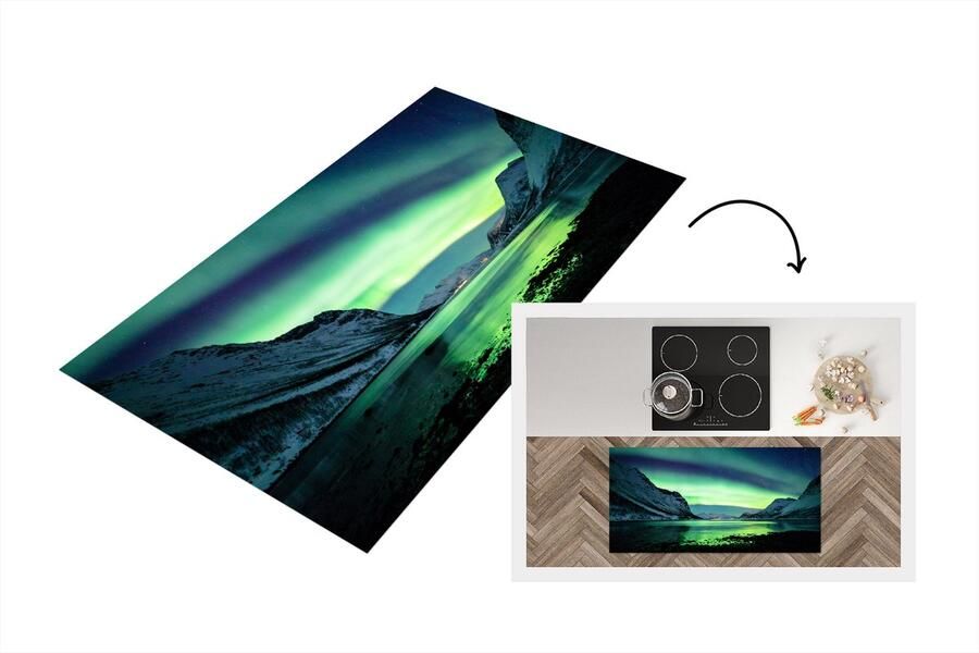 KitchenYeah Keukenloper Loper keuken Noorderlicht Noorwegen IJs 120x60 cm Keukenloper vinyl