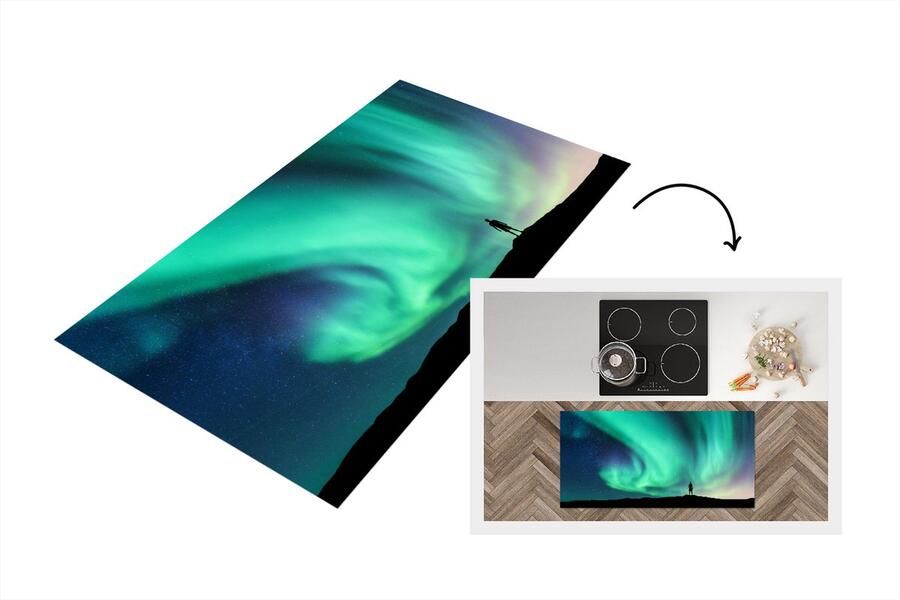 KitchenYeah Keukenloper Loper keuken Noorderlicht Silhouette Noorwegen 120x60 cm Keukenloper vinyl