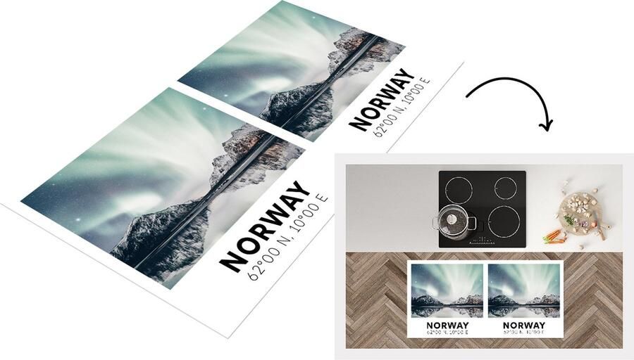 KitchenYeah Keukenloper Loper keuken Noorwegen Noorderlicht Bergen 120x60 cm Keukenloper vinyl