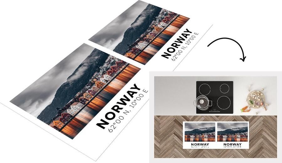 KitchenYeah Keukenloper Loper keuken Noorwegen Scandinavië Bergen 120x50 cm Keukenloper vinyl