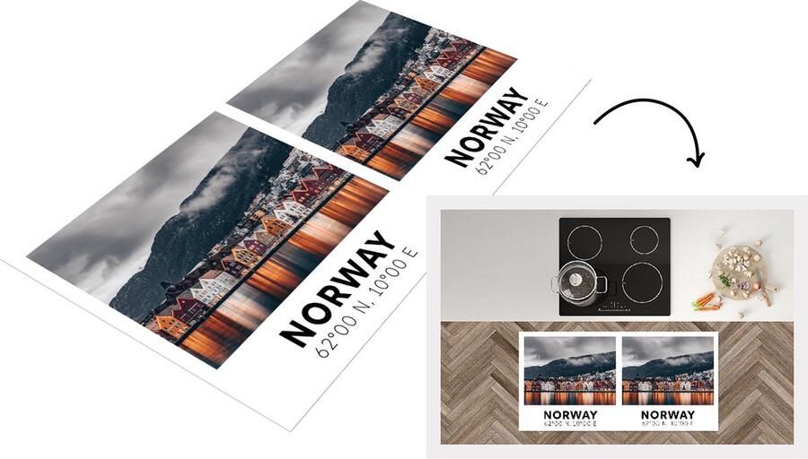 KitchenYeah Keukenloper Loper keuken Noorwegen Scandinavië Bergen 120x60 cm Keukenloper vinyl