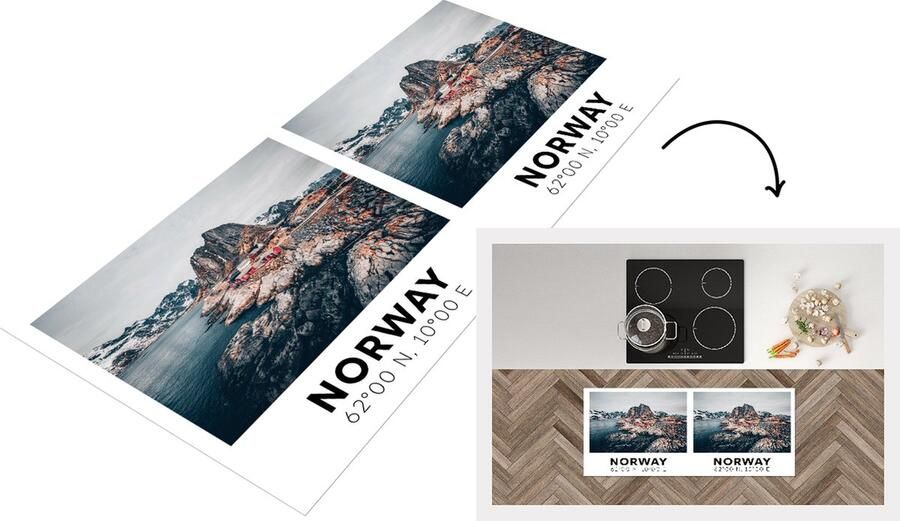 KitchenYeah Keukenloper Loper keuken Noorwegen Scandinavië Bergen Winter 120x50 cm Keukenloper vinyl