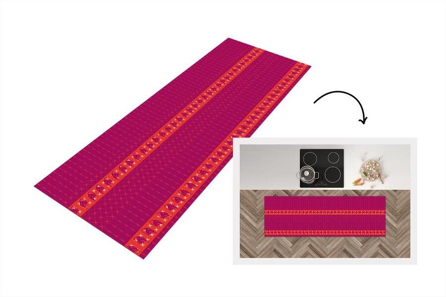 KitchenYeah Keukenloper Loper keuken Olifant Design Roze 150x50 cm Keukenloper vinyl