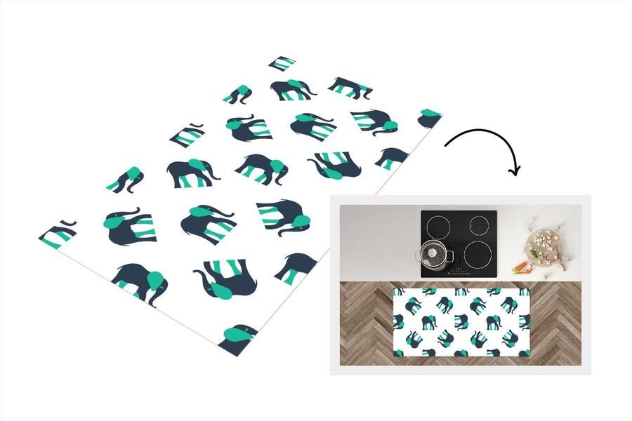 KitchenYeah Keukenloper Loper keuken Olifant Patroon Groen 120x60 cm Keukenloper vinyl