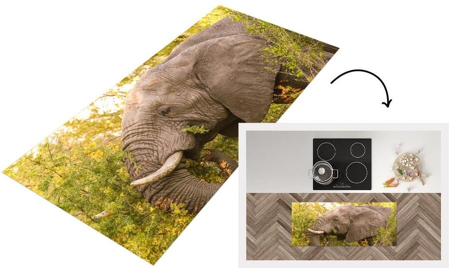 KitchenYeah Keukenloper Loper keuken Olifant Safari Afrikaans 120x50 cm Keukenloper vinyl