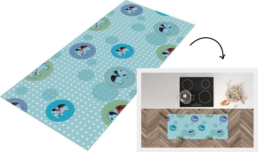 KitchenYeah Keukenloper Loper keuken Olifant Stippen Design 120x50 cm Keukenloper vinyl