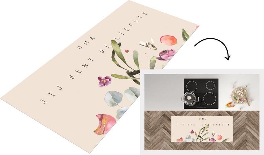KitchenYeah Keukenloper Loper keuken Oma Lieve oma Bloemen Quotes Moederdag cadeautje 120x50 cm Keukenloper vinyl