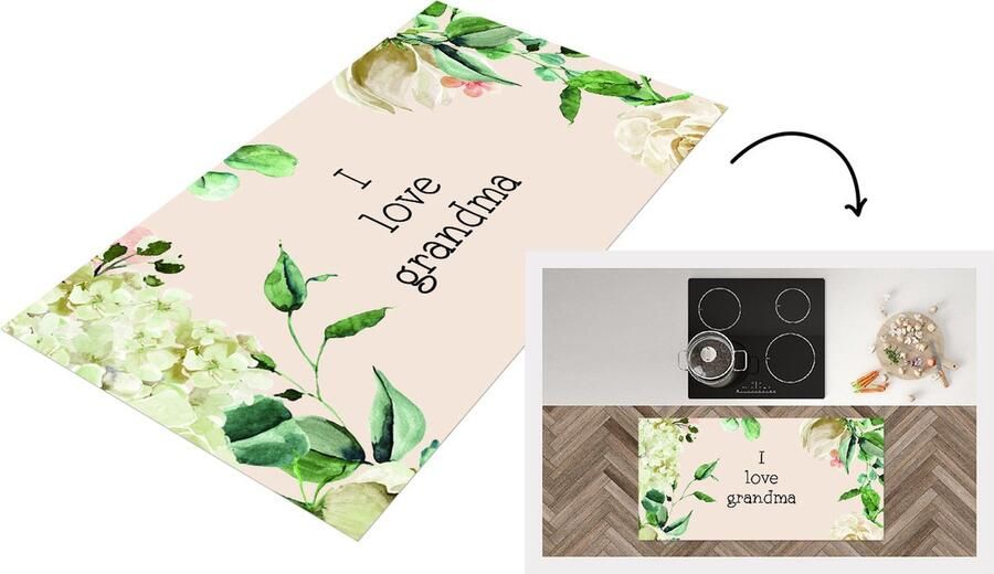 KitchenYeah Keukenloper Loper keuken Oma Spreuken I love grandma Quotes 120x60 cm Keukenloper vinyl