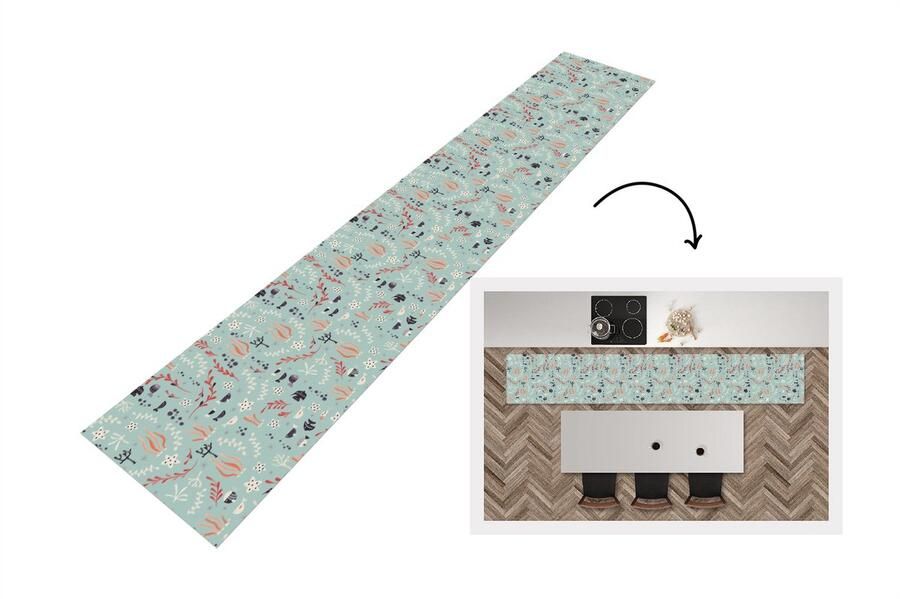 KitchenYeah Keukenloper Keukenmat Onderwater Planten Zeedieren Patroon 360x60 cm Keuken vloerkleed